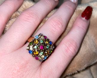 Vintage Multicolored Rhinestones Gold Tone  $38