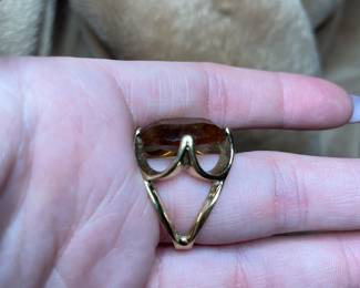 Vintage Vargas 18K HGE Electroplated Ring Large Topaz Stone  $34