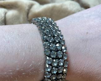 Vintage Mid-Century Crystal Expandable Oversize Bracelet Signed Japan/USA  $156