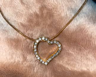 Women's Floating Heart Necklace Clear Rhinestones  $24