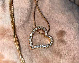 Women's Floating Heart Necklace Clear Rhinestones  $24