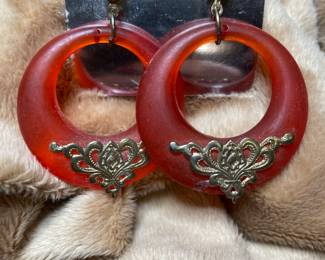 Pierced Fashion Earrings Orange Lucite  $28