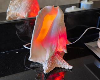 Vintage conch shell lamp