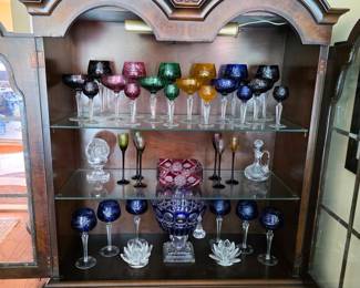 Vintage crystal wine glasses, vases, cruet and more