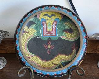 Chinese cloisonne dragon bowl