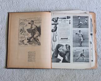 1940s 1950s sports scrapbook, baseball, basketball, football