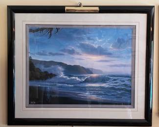 Roy Gonzalez Tabora "Soft Glow of Evening Beach Waves" signed art