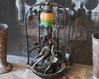 Vintage table top water fountain lamp