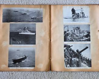 1940s World War II scrapbook, news clippings, pictures