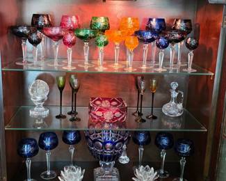 Vintage crystal wine glasses, vases, cruet and more