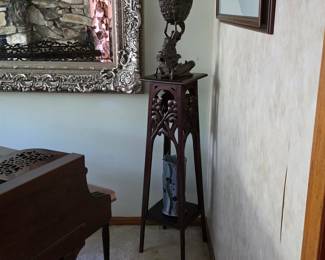 Antique mahogany plant stand table