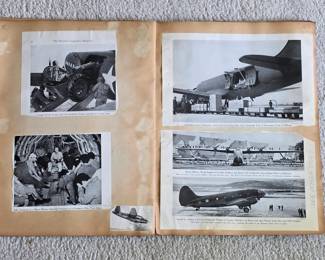 1940s World War II scrapbook, news clippings, pictures