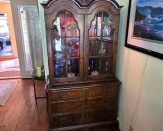 Vintage lighted china cabinet