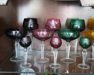 Vintage crystal wine glasses, vases, cruet and more