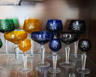 Vintage crystal wine glasses, vases, cruet and more