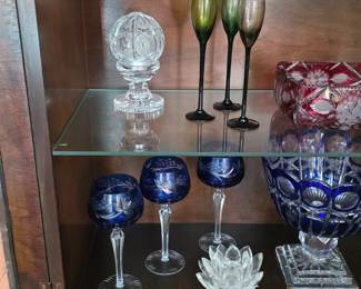 Vintage crystal wine glasses, vases, cruet and more