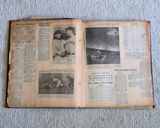 1940s 1950s sports scrapbook, baseball, basketball, football