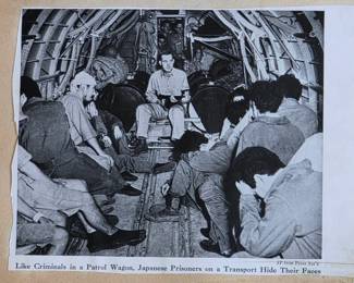 1940s World War II scrapbook, news clippings, pictures