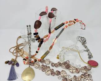 74 GoldToneLocketPendantMixedBeadedBohoStyleNecklaces