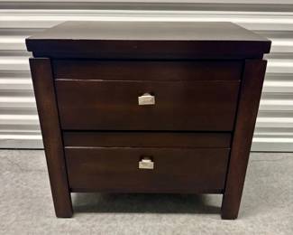48 CameronStyle2DrawerSideTableDarkWoodMetalPulls