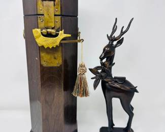 14 WoodenAsianTowerWineBoxCastIronReindeerCandleHolder