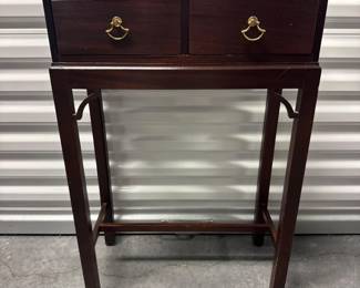 35 Petite2DrawerAccentTableMetalPullsSlimTallFrame