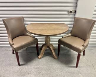 26 SafaviehLesterChairsDualDropLeafPedestalDiningTableSet