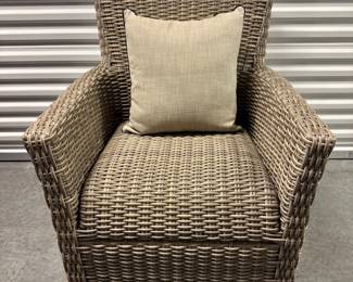 37 WickerStyleOutdoorArmchairwCushionCurvedBackDesign