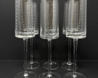 42 Setof6EtchedChampagneFluteswVerticalDotsDesign