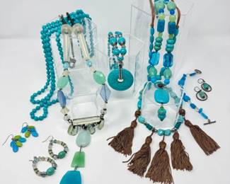39 MultiToneStoneJewelrySetTurquoiseBeadedNecklacesEarrings