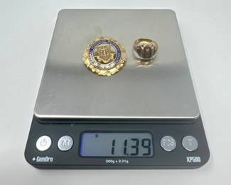 59 10KGold1965NursingPinHJ10KClassRing1139gTotalWeight