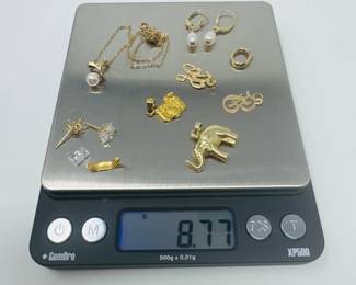 86 14KGoldJewelryLotPearlsCharmsCZScrapWearable877g