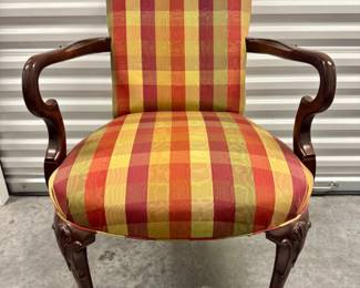 5 QueenAnneStyleArmchairwMulticolorPlaidUpholstery