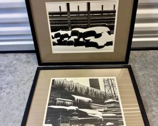 96 Setof2BlackWhiteFramedIndustrialWinterPrints