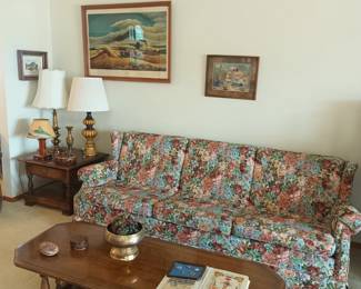 Floral couch and decor