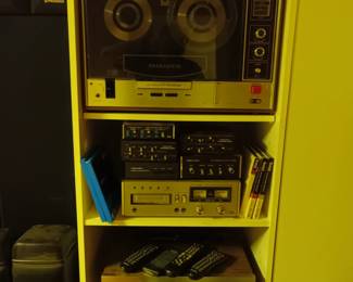 Cool old realistic stereo, 8track player, switches and reel to reel player