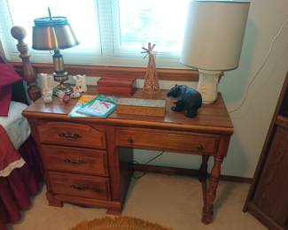 Student desk and lamps