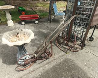 Yard art - 2 cement bird baths