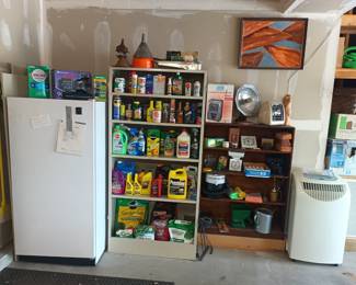 Cleaning and heating.  Upright freezer, portable AC unit