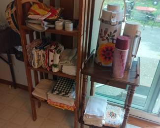 Thermoses.  Thermi?   More than one.   And kitchen towels