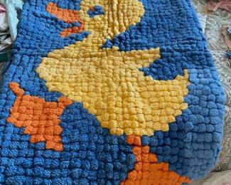 Sweet vintage child's duck rug