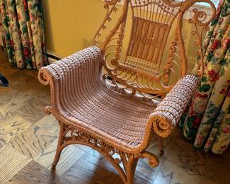 Vintage pink wicker chair