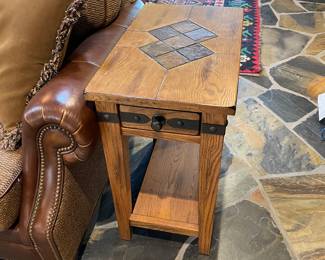 Side table, wood with stone in middle
