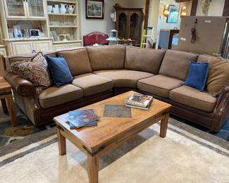 Cloth and leather sectional
