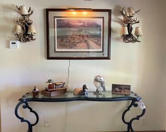 Outstanding metal and glass entryway table
