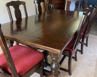 Fantastic, ranch style dining room table, and chair chairs