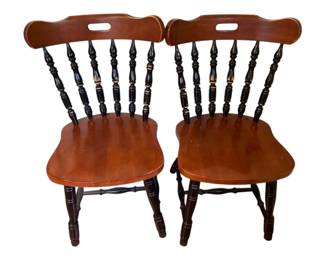 14 - Pair Spindle Back Chairs 33 x 19 x 16