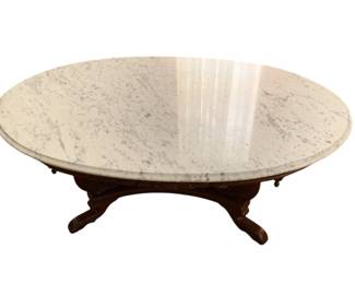 109 - Oval Marble Top Coffee Table 17 x 29 x 46