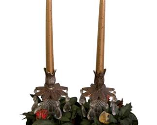 48 - Pair Candleholders & Candles 17"