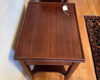 C39 - $35. Small solid wood side table with single drawer. Needs new pull. Measures 18" x 14" x 26" tall.